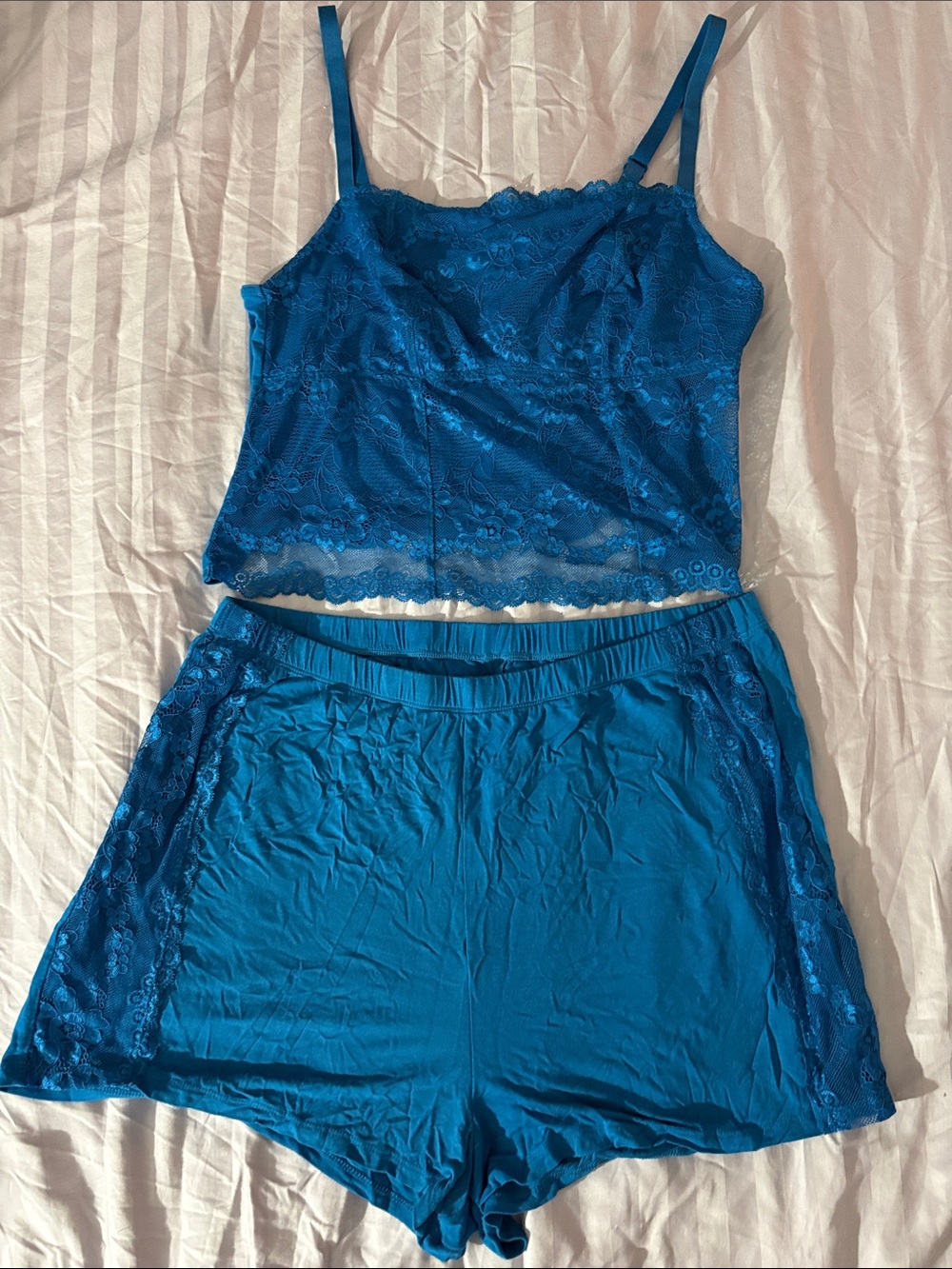 Adore Me Teal Lace Cami and Shorts Sleep Set